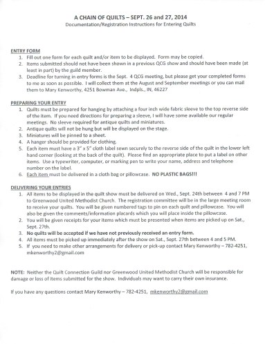 Quilt Show Instructions